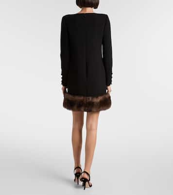 Minikleid aus Schurwolle mit Shearling | Valentino