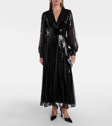 Sequined tulle maxi dress | Elie Saab