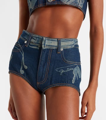 Trompe-l'œil denim shorts | Jean Paul Gaultier