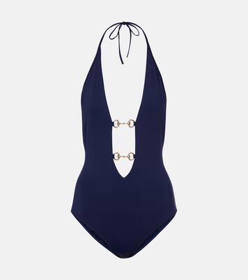 Horsebit halterneck swimsuit | Gucci