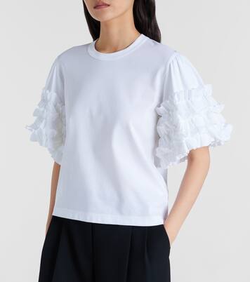 Ruffled cotton T-shirt | Noir Kei Ninomiya