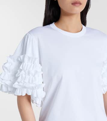 Ruffled cotton T-shirt | Noir Kei Ninomiya