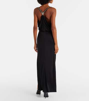 Vestido de fiesta de jersey adornado | Versace