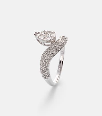 Wave Alliance 18kt white gold ring with diamonds | Persée