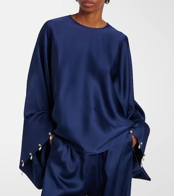 Faux pearl-embellished satin top | Stella McCartney