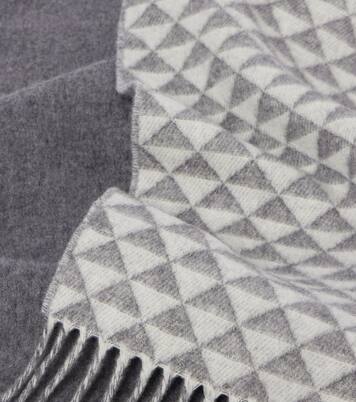 Logo wool and cashmere jacquard scarf | Prada