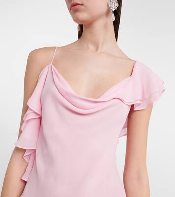 Ruffled asymmetric georgette gown | Self-Portrait