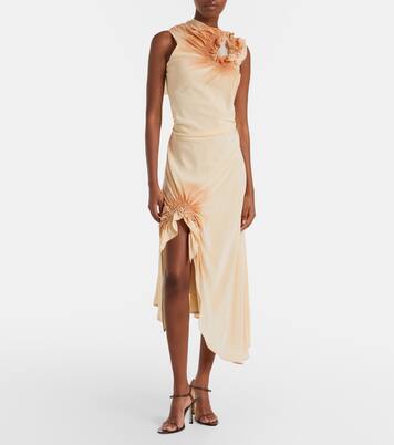 Asymmetric smocked silk cocktail dress | Victoria Beckham