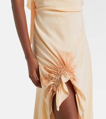 Asymmetric smocked silk cocktail dress | Victoria Beckham