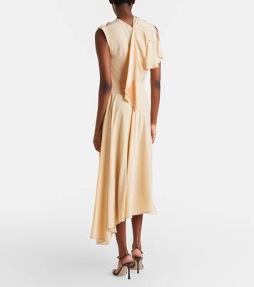 Asymmetric smocked silk cocktail dress | Victoria Beckham