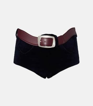 Cutout belted cotton corduroy micro shorts | Jean Paul Gaultier