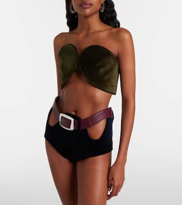 Cutout belted cotton corduroy micro shorts | Jean Paul Gaultier