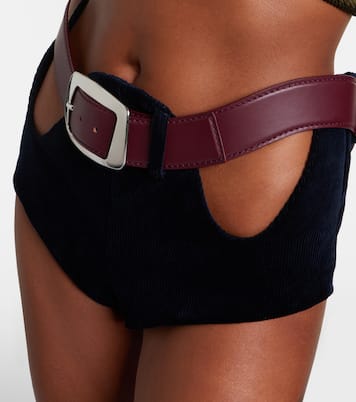 Cutout belted cotton corduroy micro shorts | Jean Paul Gaultier