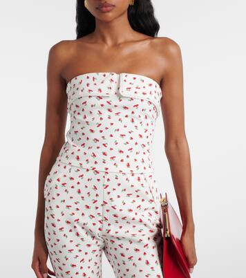 Ebony 프린트 스트랩리스 코튼 블렌드 탑 | Posse