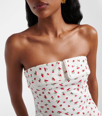 Ebony 프린트 스트랩리스 코튼 블렌드 탑 | Posse