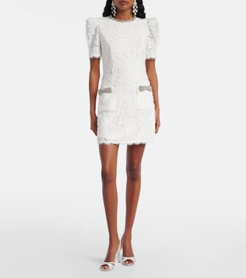 Bridal Dillon embellished lace minidress | Rebecca Vallance