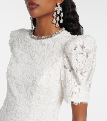 Bridal Dillon embellished lace minidress | Rebecca Vallance