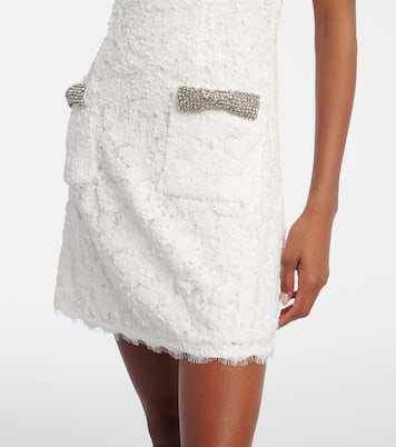 Bridal Dillon embellished lace minidress | Rebecca Vallance