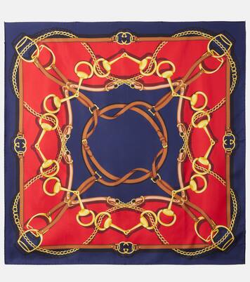 Printed reversible silk twill scarf | Gucci