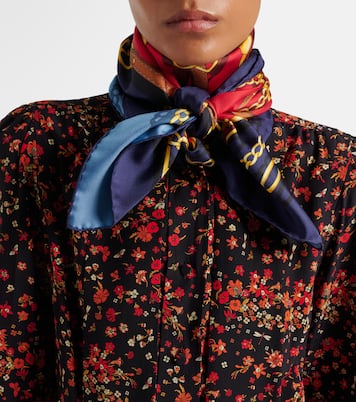Printed reversible silk twill scarf | Gucci