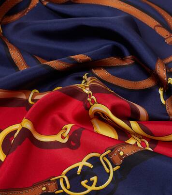Printed reversible silk twill scarf | Gucci