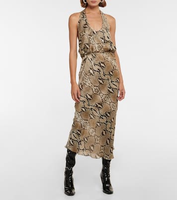 Robe midi en soie à imprimé serpent Abby | Petar Petrov