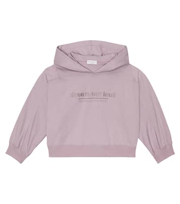 Embroidered cotton hoodie | Brunello Cucinelli Kids