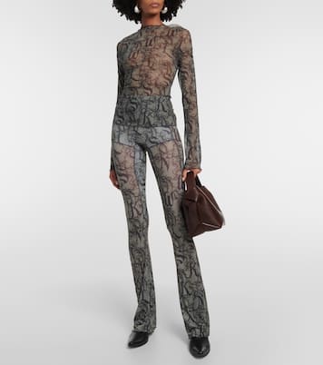 Bedrucktes Top Clavicle aus Mesh | KNWLS