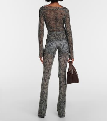 Bedrucktes Top Clavicle aus Mesh | KNWLS