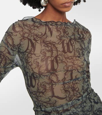 Bedrucktes Top Clavicle aus Mesh | KNWLS