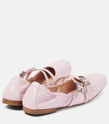 Crystal-embellished leather Mary Jane flats | Roger Vivier