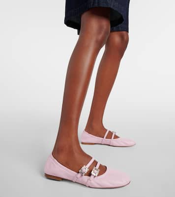 Crystal-embellished leather Mary Jane flats | Roger Vivier