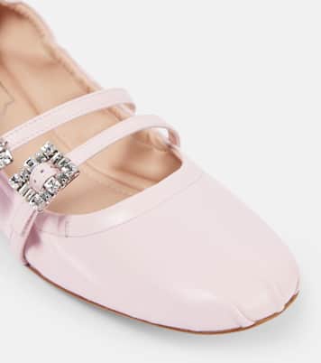 Crystal-embellished leather Mary Jane flats | Roger Vivier