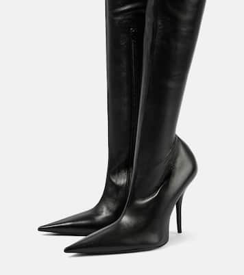Avenue leather over-the-knee boots | Balenciaga