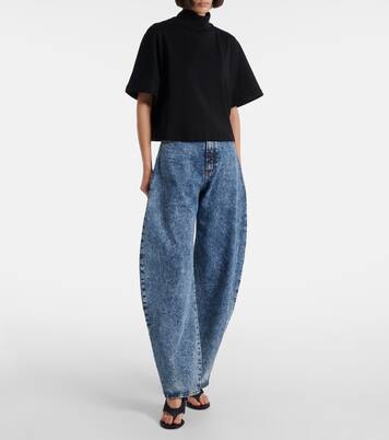 High-neck cotton jersey T-shirt | Alaïa