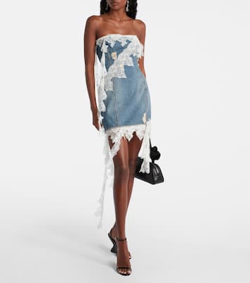 Lace-trimmed denim minidress | Blumarine