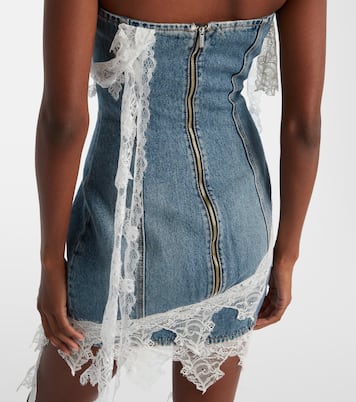 Lace-trimmed denim minidress | Blumarine