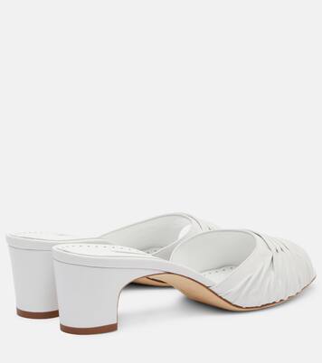 Piruabar 50 ruched leather mules | Manolo Blahnik