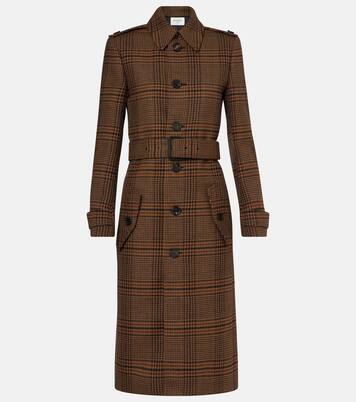 Belted Prince of Wales wool coat | Saint Laurent