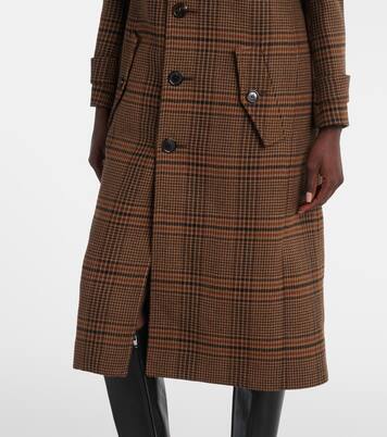 Belted Prince of Wales wool coat | Saint Laurent