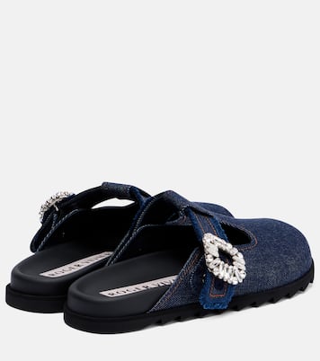 Slidy Viv' embellished denim mules | Roger Vivier