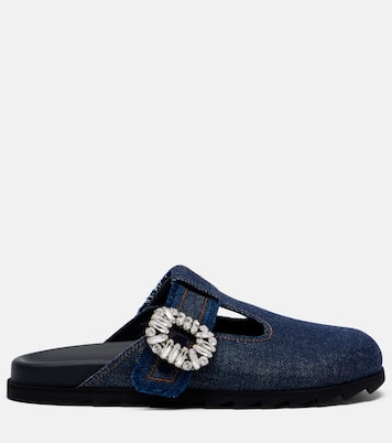 Slidy Viv' embellished denim mules | Roger Vivier