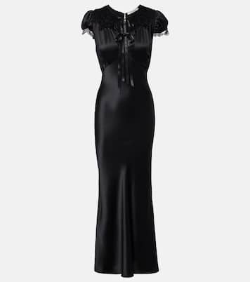 Lace-trimmed silk satin maxi dress | Rodarte