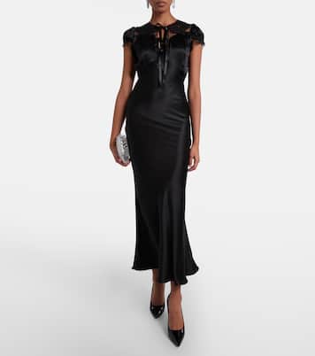 Lace-trimmed silk satin maxi dress | Rodarte