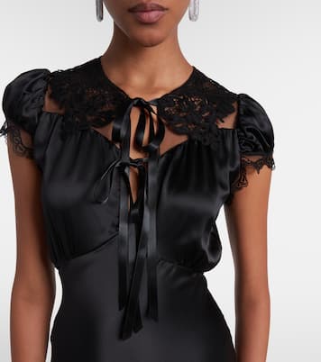 Lace-trimmed silk satin maxi dress | Rodarte