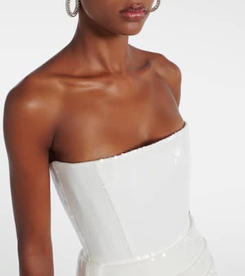 Bridal sequined strapless bustier gown | Alex Perry