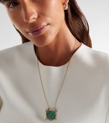 Collier Crabe Coquillage en or 9 ct, malachite et diamants | Yvonne Léon