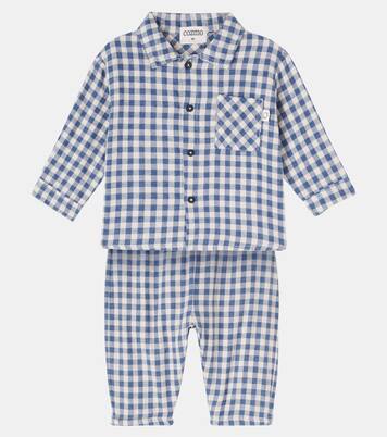Baby gingham cotton flannel shirt and pants set | Cozmo