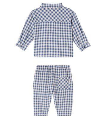 Baby gingham cotton flannel shirt and pants set | Cozmo