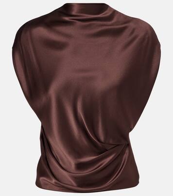 Draped silk satin top | The Sei